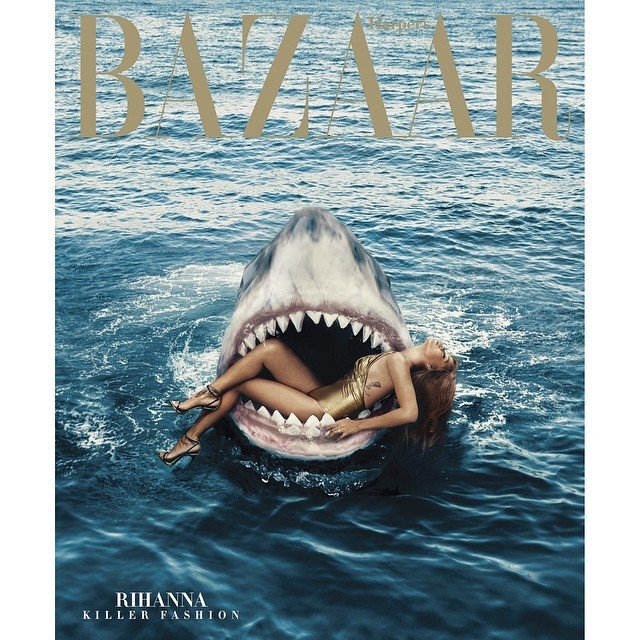 Рианна снялась с акулами в фотосессии для Harper’s Bazaar