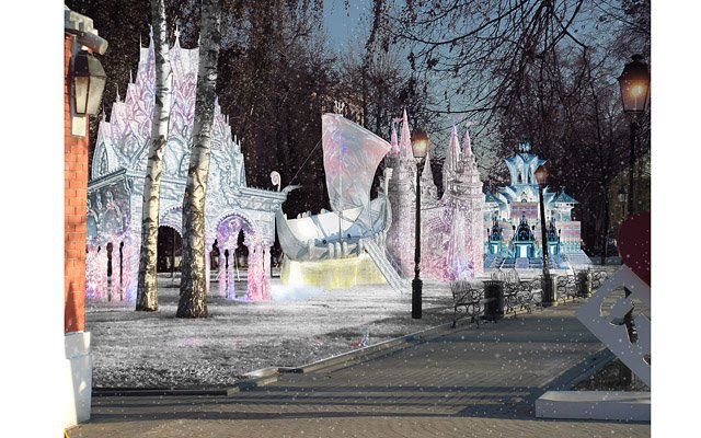 Кошкин дом и другие ледяные фигуры появятся в саду "Эрмитаж"