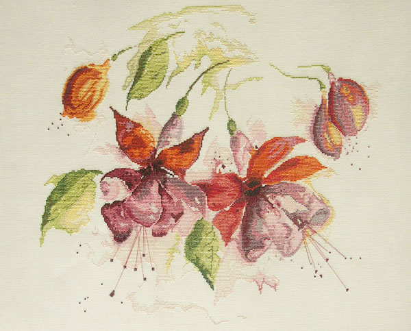 Lanarte Fuchsia in watercolour, ткань лен, размер 49х39 Homa_Madagaskarskaya