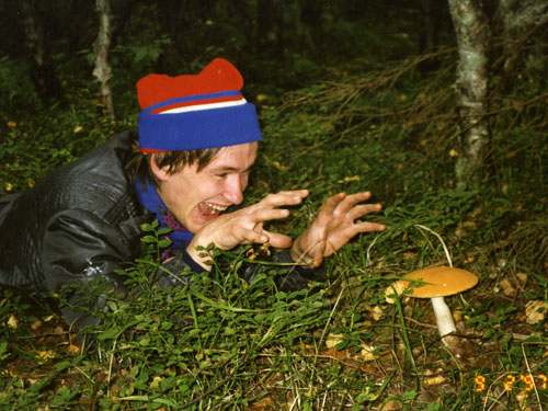 Сбор грибов по осени - это тоже добыча! Главное, чтобы, не галлюциногенных... А то радость на лице, какая-то, странная...  Земеля