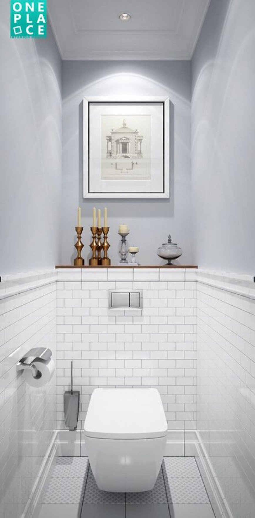 плитка в туалете не до потолка дизайн
