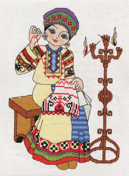 Марьюшка-вышивальщица. Вышивала по измененной мной схеме автора Petelka с разрешения автора. Одна из моих любимых работ! Sania