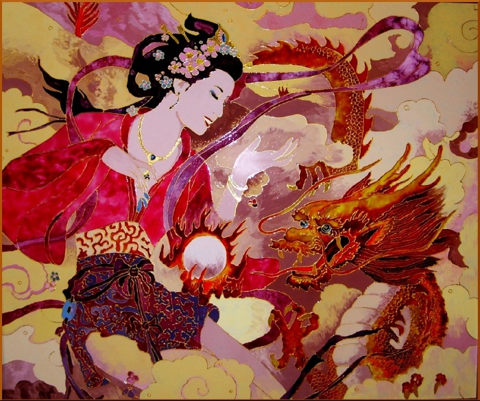 Картина дракон и девушка