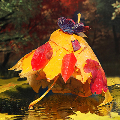 зонтик из осенних листьев  Яшмолочка