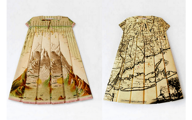 Модные наряды из географических карт от Элизабет Лекурт